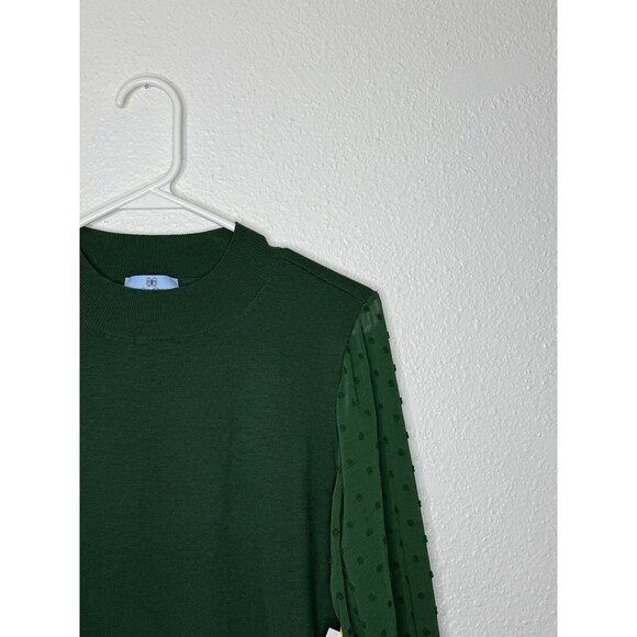 NEW CeCe Women's Crewneck Bobble Detail Long Sleeve Sweater Green NWT Size M - Picture 6 of 14